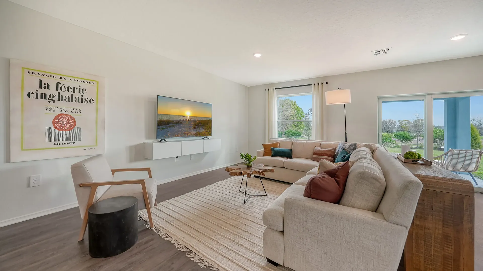 Bright living room interior in a SimplyDwell home at Broadleaf
